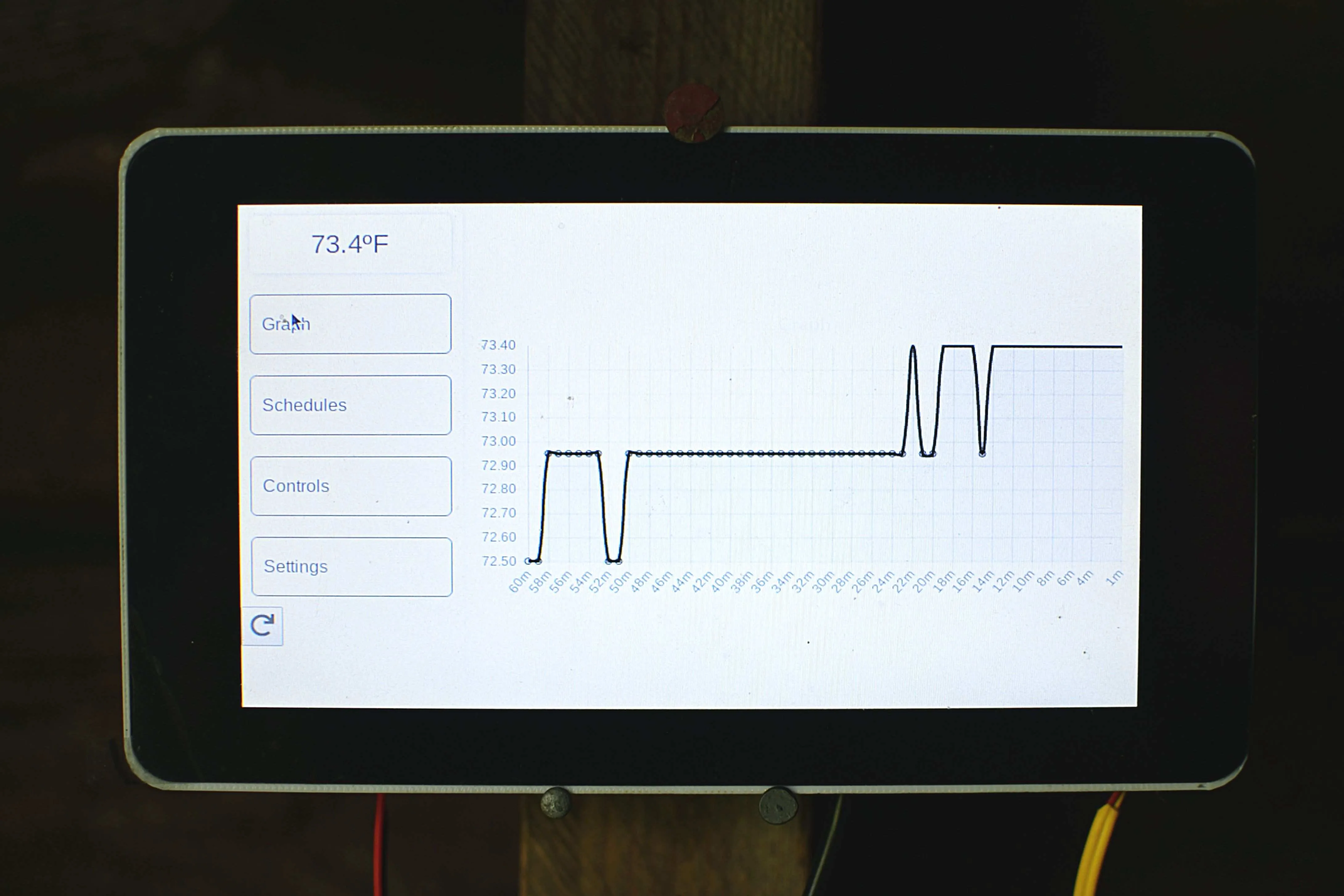 Early SmartKiln prototype with Raspberry Pi and touchscreen